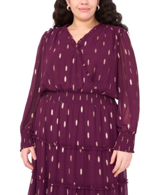 Plus Size Clip Chiffon Tiered Maxi Dress