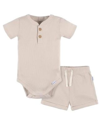 Baby Boys Henley Bodysuit and Shorts Set