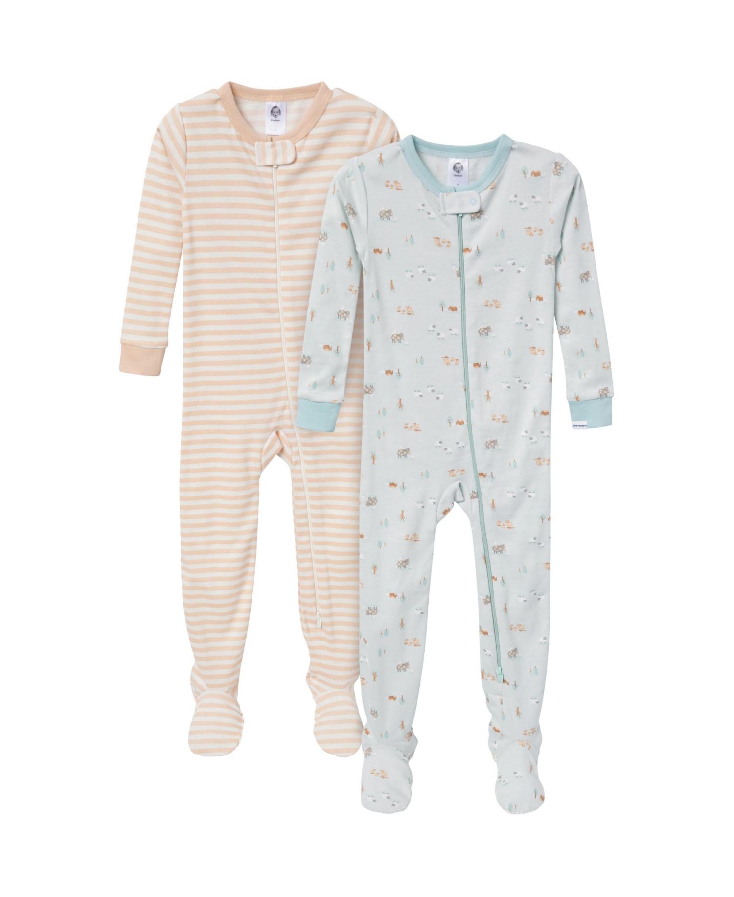 Baby Boys Snug Fit Footed Pajamas, 2-Pack, Farm