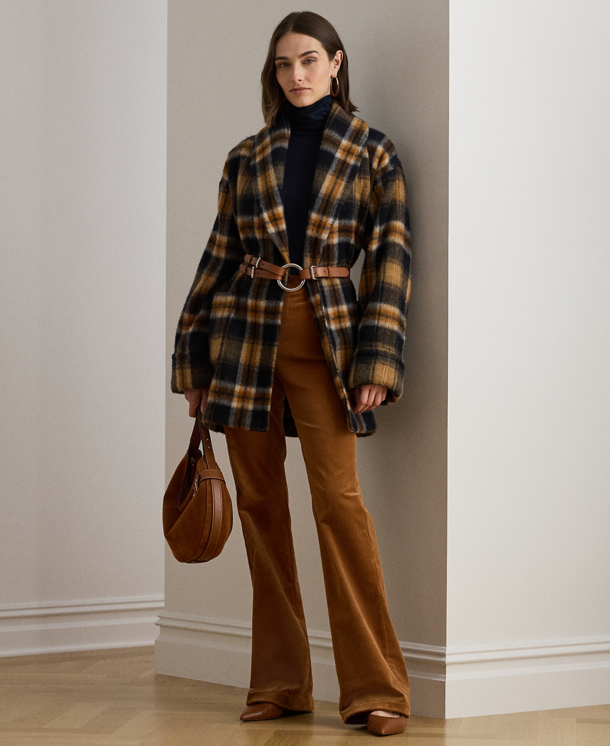 Ralph Lauren Petite High-rise Corduroy Flare Pants In Brown