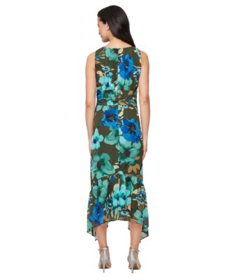 Women's Printed Sleeveless A-Line Midi Dress