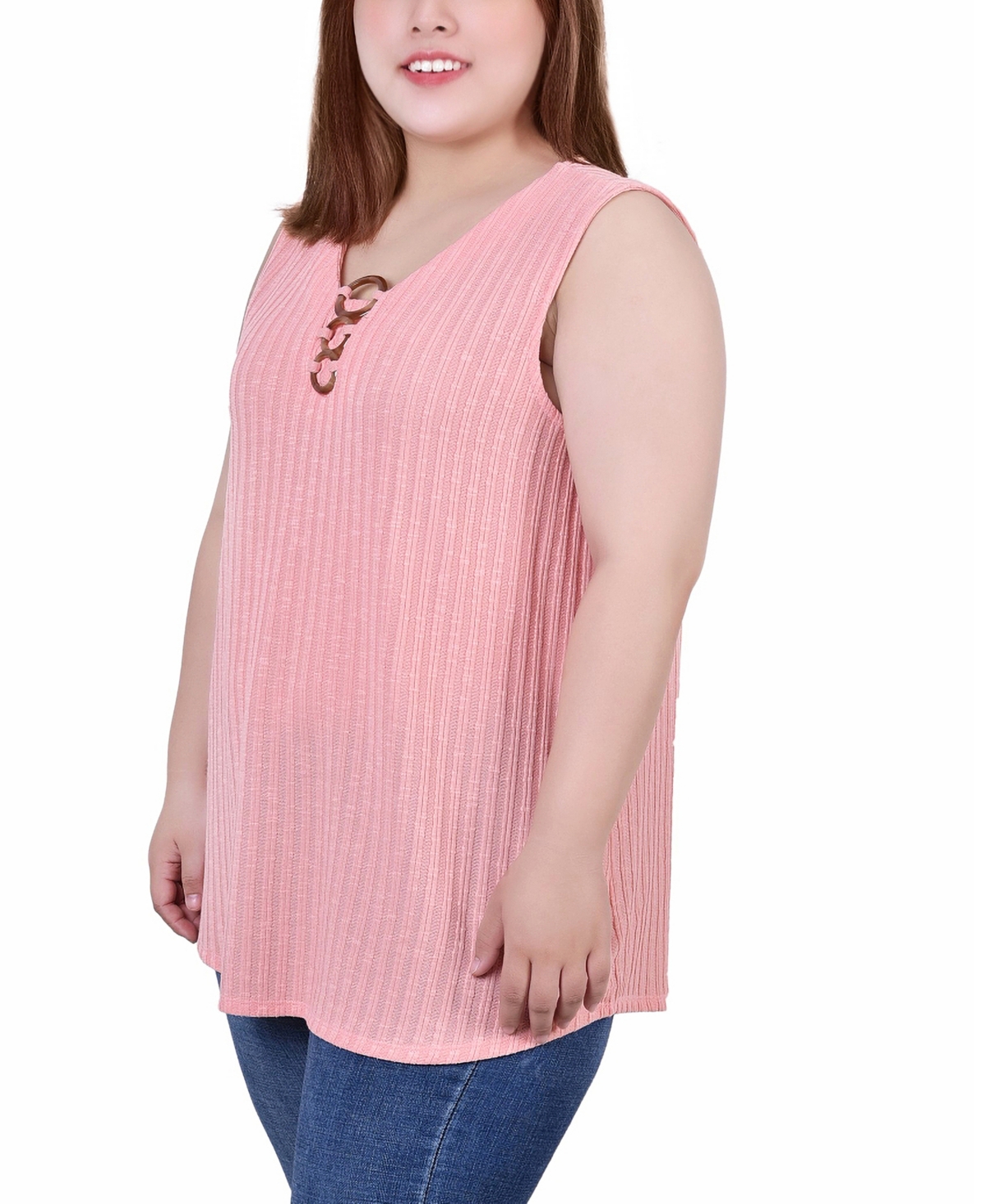 Ny Collection Plus Sleeveless Rib Top