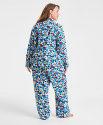 Plus Size Mickey Mouse & Minnie Mouse Parade Balloon Flannel Pajamas Set, Macy's Exclusive