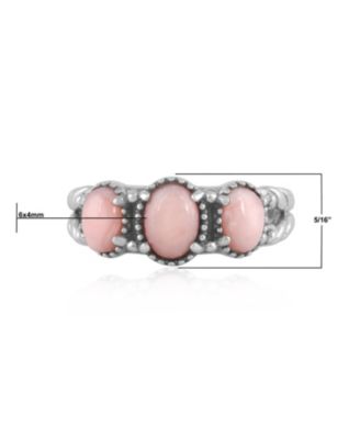 Sterling Silver Pink Opal Gemstone 3-Stone Ring, Size 9