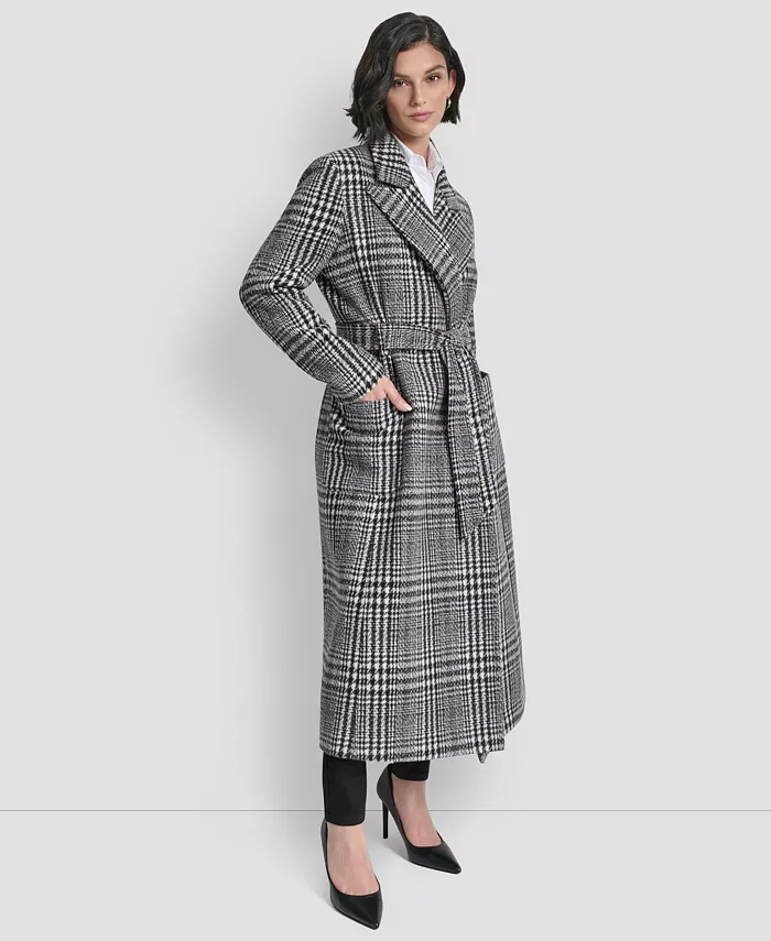 Women's Notch Collar Belted Wrap Coat - thumbnail 2