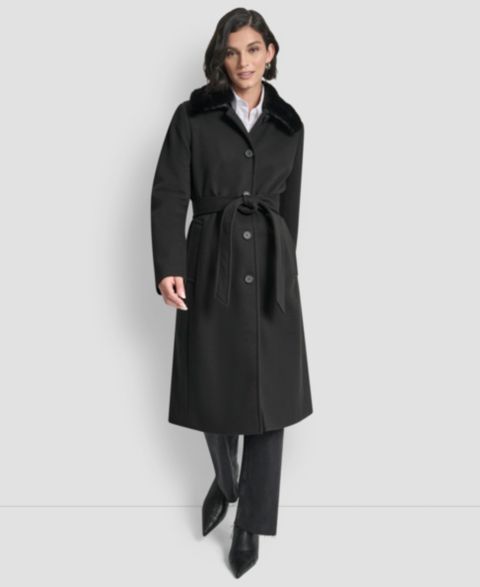 Женские куртки DKNY Women's Single-Breasted Pillow Collar Coat