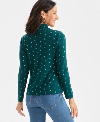 Women's Printed Mock-Neck Knit Top, Macy's Exclusive