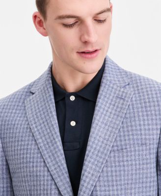 Men's Modern-Fit Blue Check Blazer
