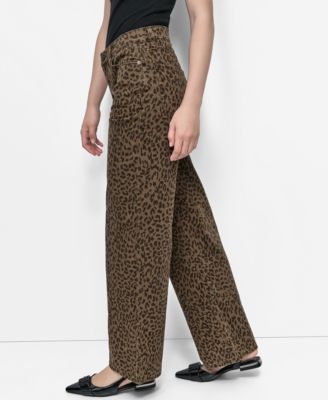 Women's Animal Print Mid-Rise Relaxed Straight-Leg Cotton Jeans