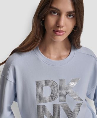 Women's Rhinestone Logo Cotton Crewneck Sweatshirt