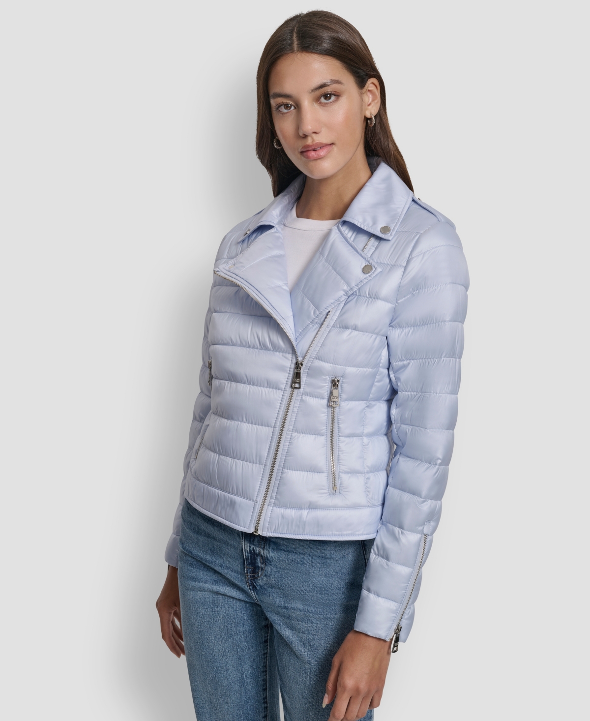 Dkny Jeans Women's Lightweight Zip-front Puffer Jacket In Multi