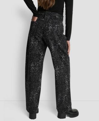 Women's Mid Rise Leopard Print Jeans