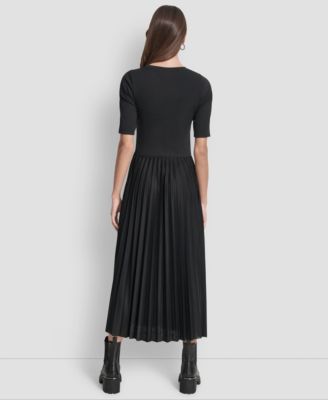 Women's Ballet Sleeve Pleated Midi Dress