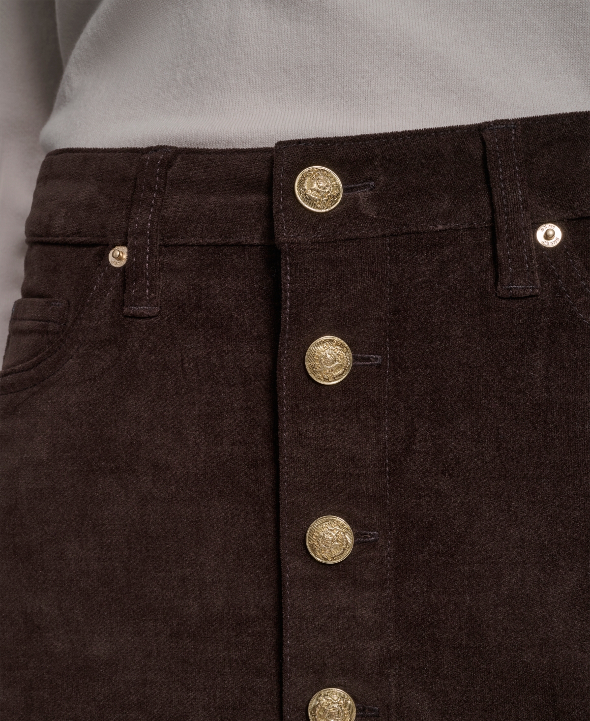 Dkny Jeans Women's High Rise Button Front Mini Skirt In Brown