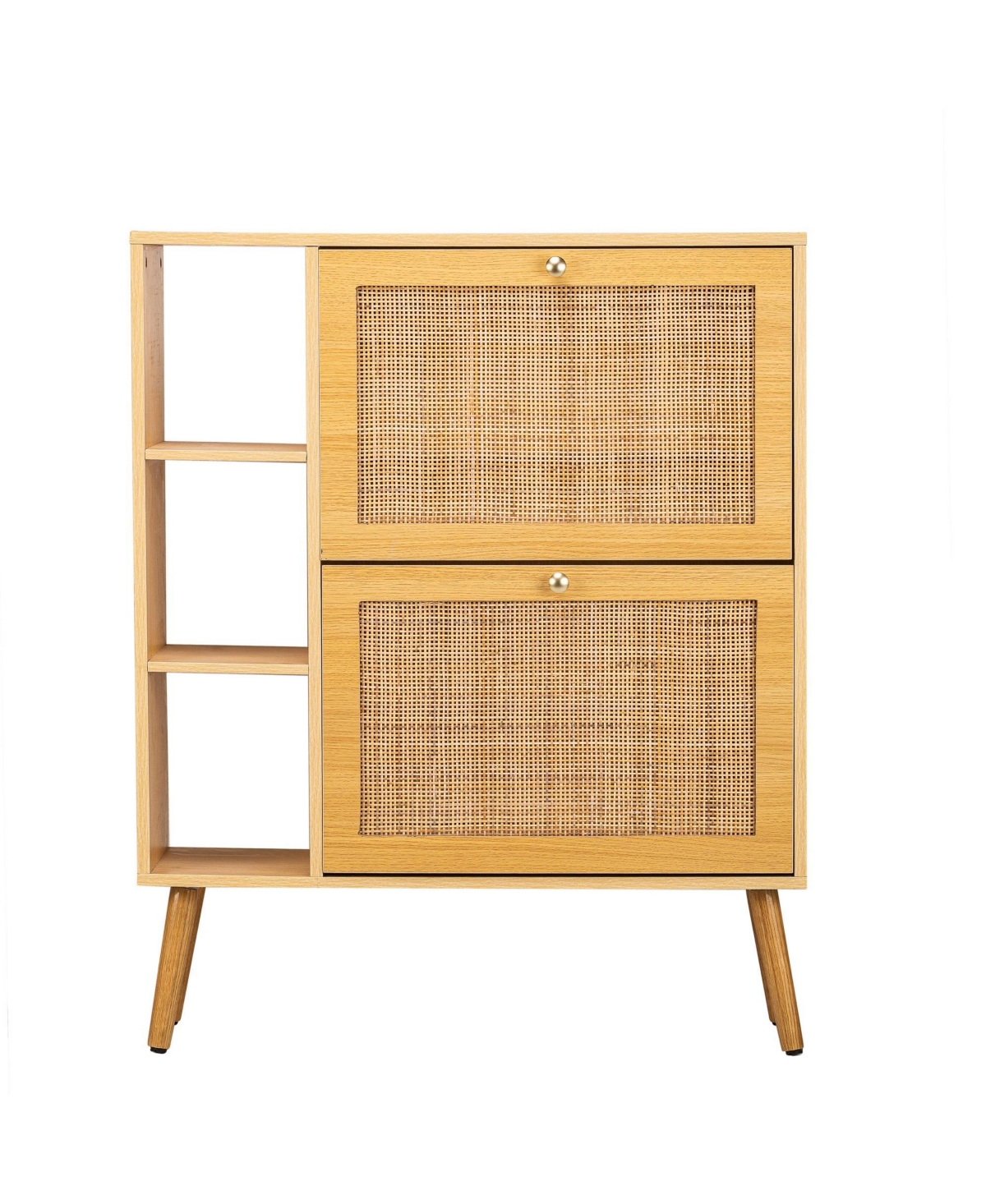 Nordlys - 2-Drawer Wood and Rattan Shoe Cabinet Exotic Boho Entry