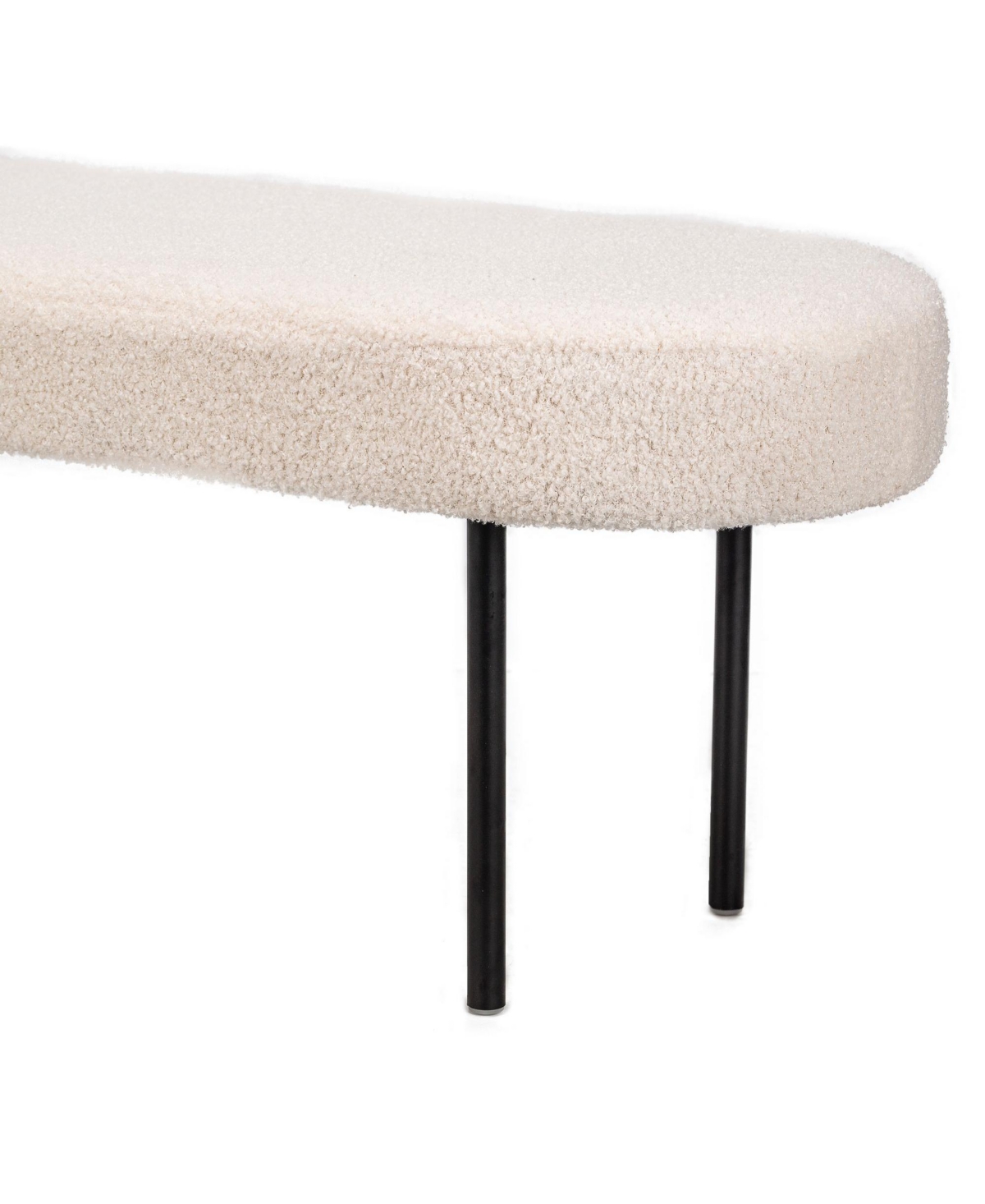 Nordlys - Metal and White Boucle Bench Modern Design Style Upholstery Entry