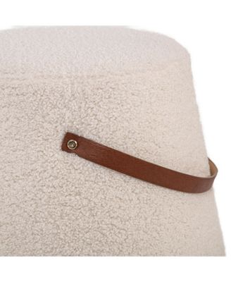 - White Boucl&eacute; with Rope Pouf Vintage Style Upholstery Living Room