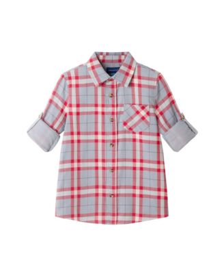 Toddler Boys Toddler/Child Grey/Red Plaid Flannel Buttondown