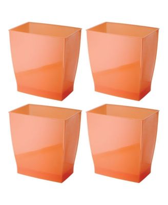 Small Bathroom Trash Cans, Set of 4, Tango Orange, Made in USA