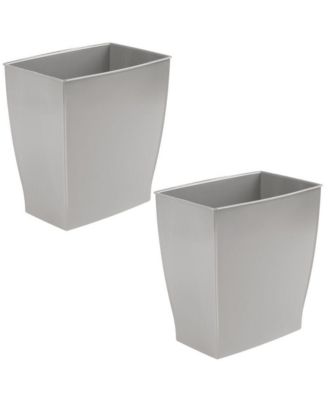 Rectangular Trash Can, 2.5 Gallon / 9.5 Liter, 2-Pack, Gray, Made in USA