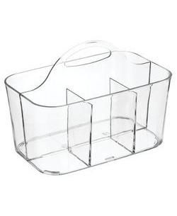 Small Plastic Divided Cosmetic Storage Organizer Caddy Tote Bin - Clear, USA Made