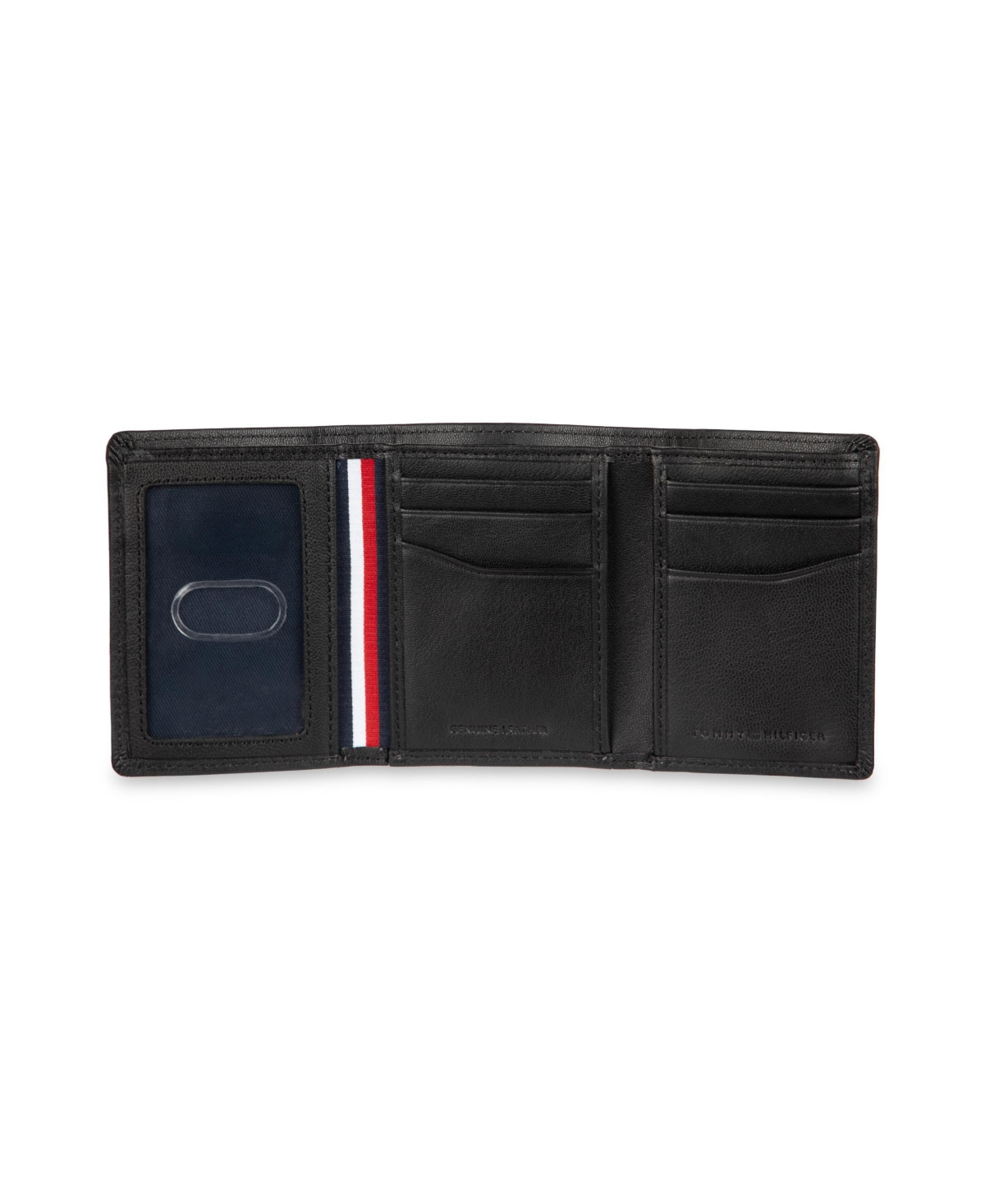 Tommy Hilfiger Men's Hidden Zipper Trifold Rfid Wallet In Black