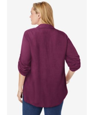 Plus Size Within Rayon Pintucked Effortless Tunic Blouse