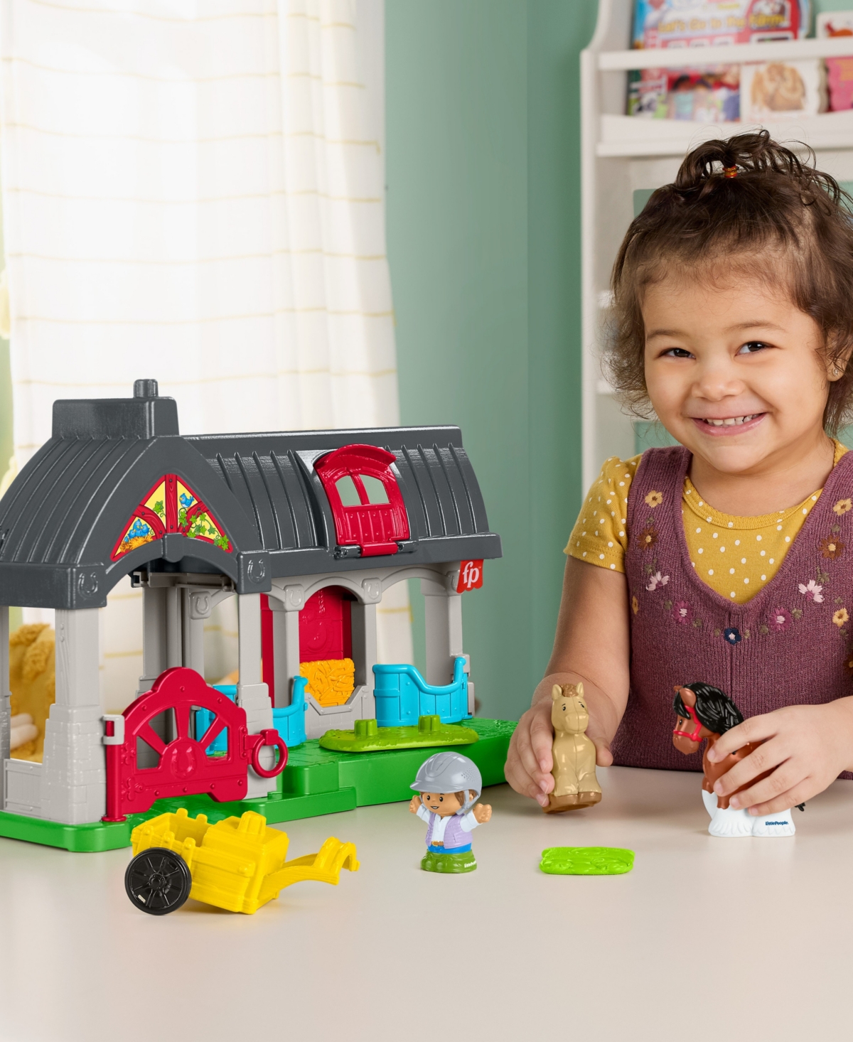 Little People Friendly Horses Stable Toddler Playset, 6 Play Pieces In Multi