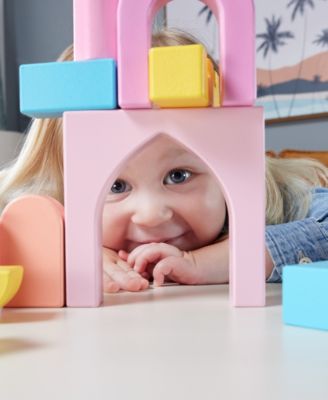 Toddler Toy Castle Block Set, 28 Wood Pieces