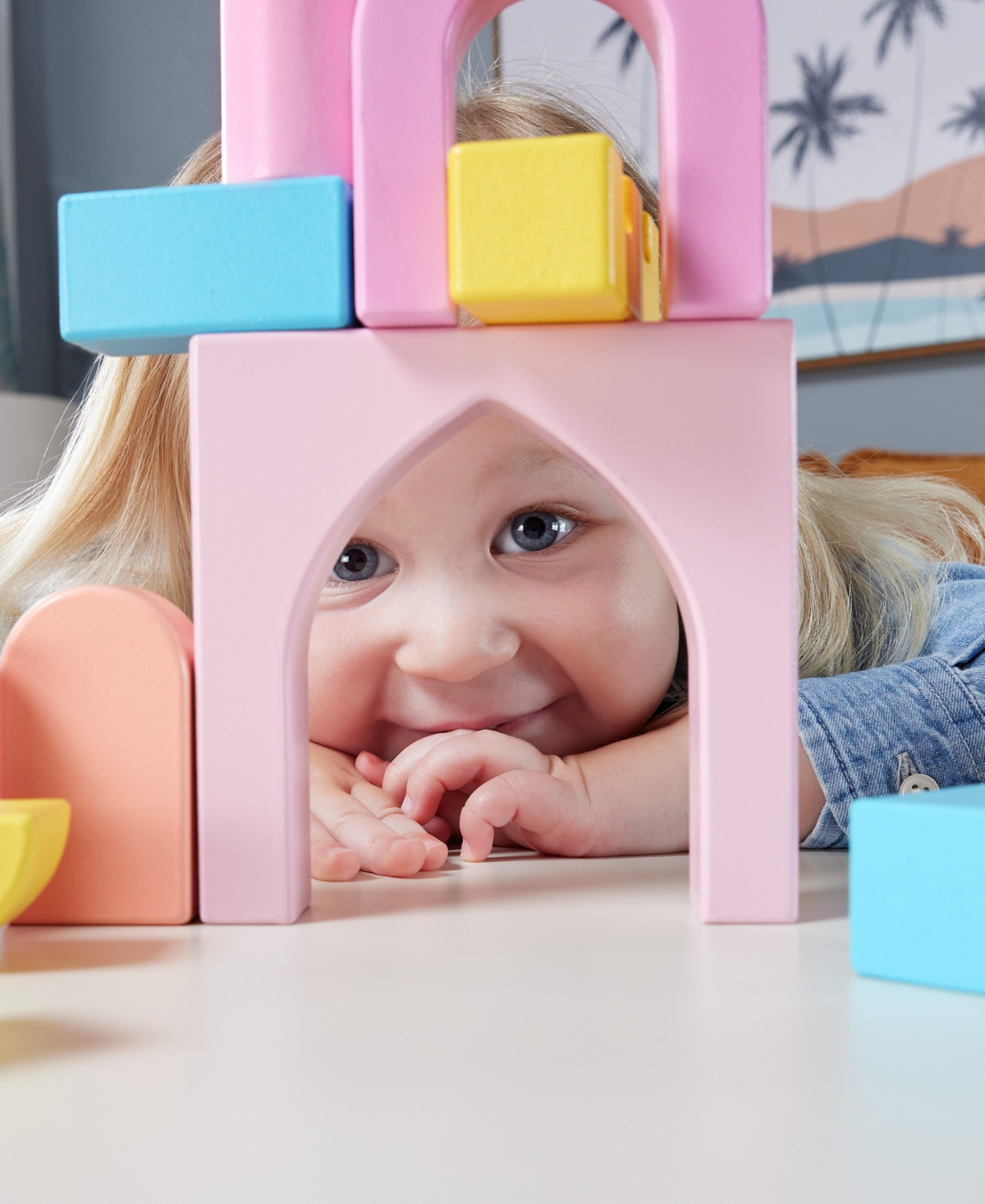 Fisher Price Toddler Toy Castle Block Set, 28 Wood Pieces In Multi