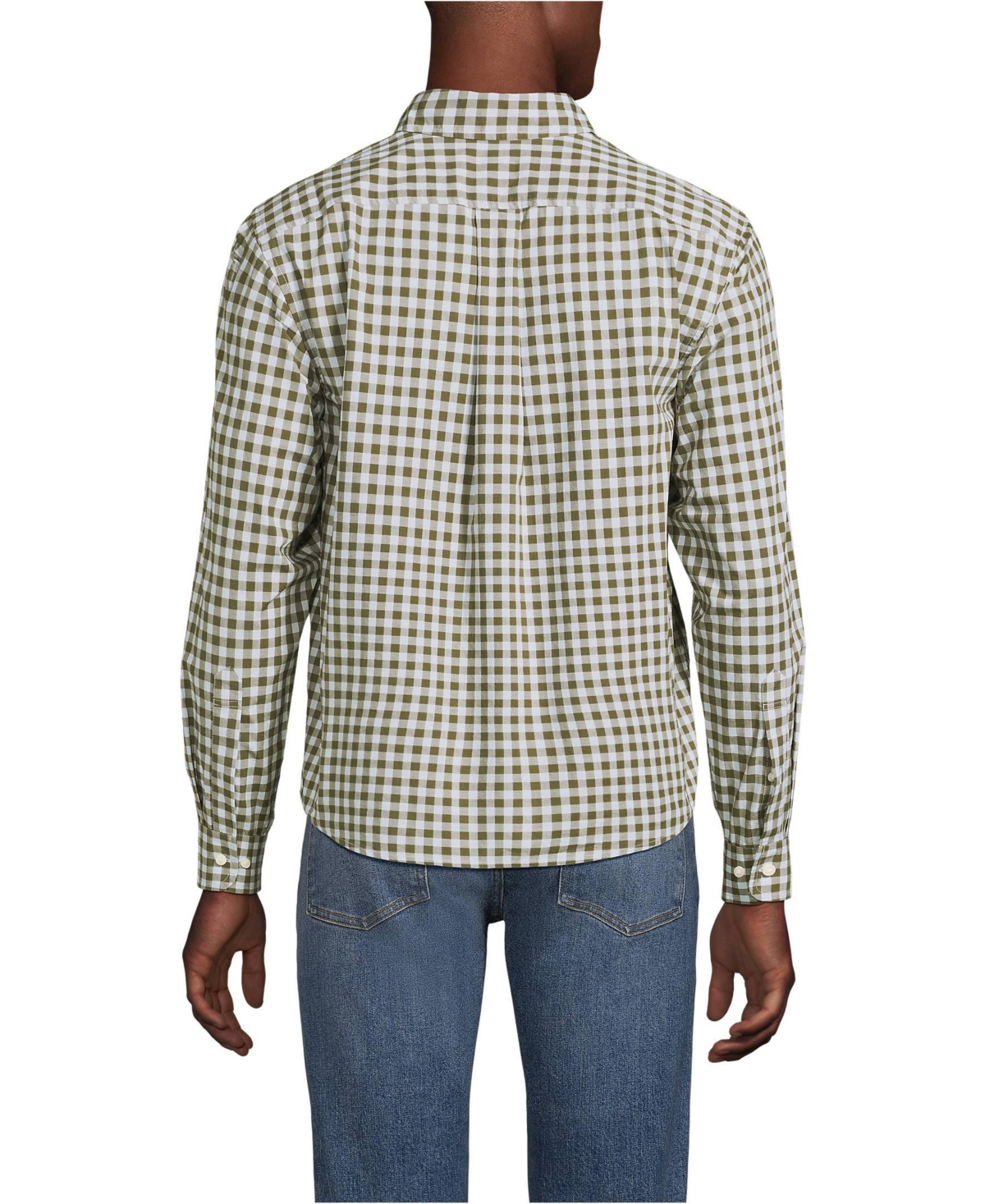 Lands' End Men's Long Sleeve Pattern Poplin Shirt