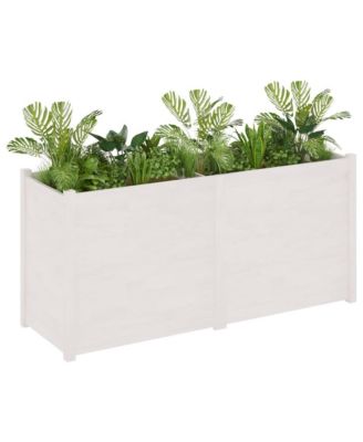 Garden Planter White Solid Pinewood Large Durable