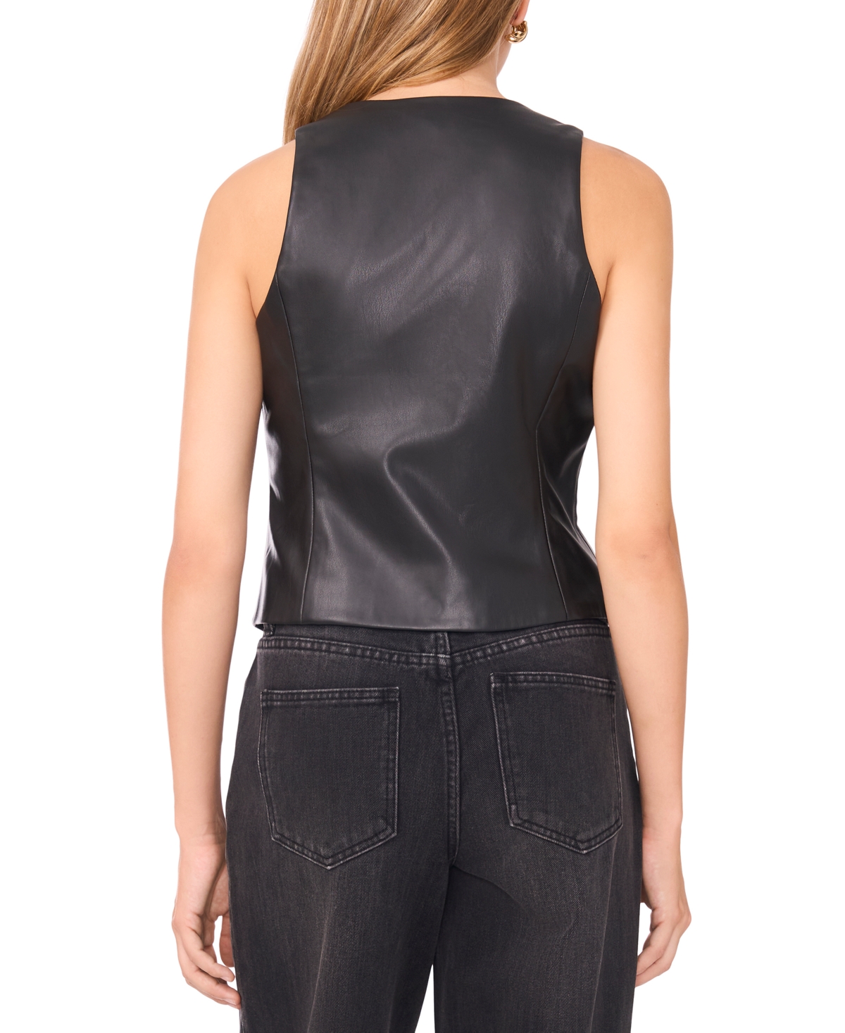 1.state Faux Leather Vest In Black