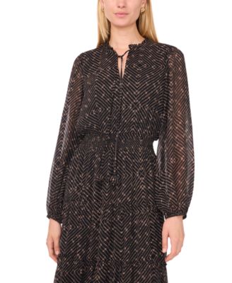 Women's Necktie Smocked Waist Tiered Maxi Dress