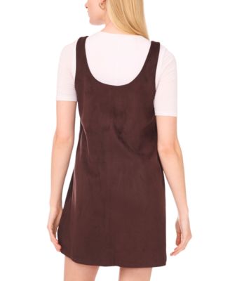 Women's Faux-Suede Sleeveless Short Shift Dress