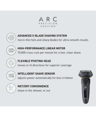 ARC5 Men’s Electric Razor, 5-Blade, Wet/Dry, Pop-up Trimmer, Pivoting Head