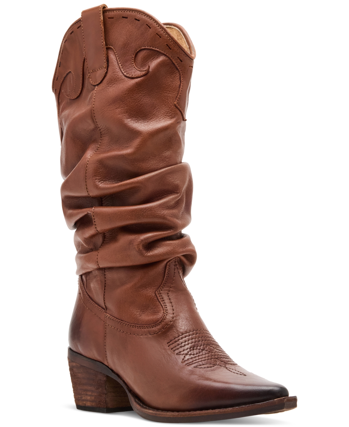 Steve Madden Stage Slouchy Western Boots In Brown