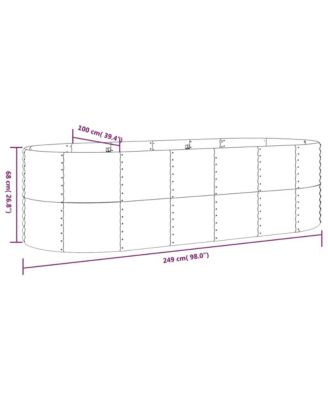 Garden Raised Bed Grey Powder-coated steel Large