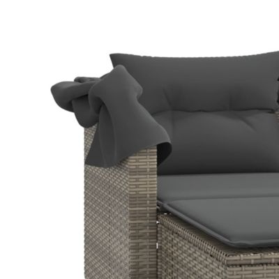Garden Sofa Grey PE rattan, powder-coated steel 2-seater