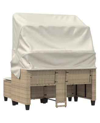 Garden Sofa Beige PE rattan, powder-coated steel, polyester fabric