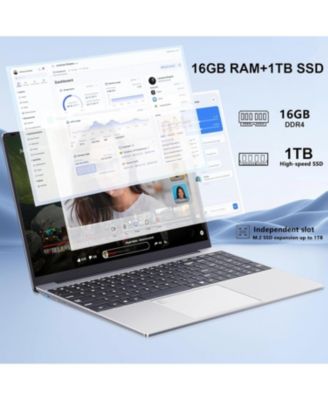 Gaming Laptop, 15.6 Inch Laptop Computer, Laptops 16GB RAM 1TB SSD, 12th Gen N95 Processor (Up to 3.4GHz), Supports 180 Angle Opening Backlit Keyboard Fingerprint Unlock FHD IPS 19201080 MINI-HDMI