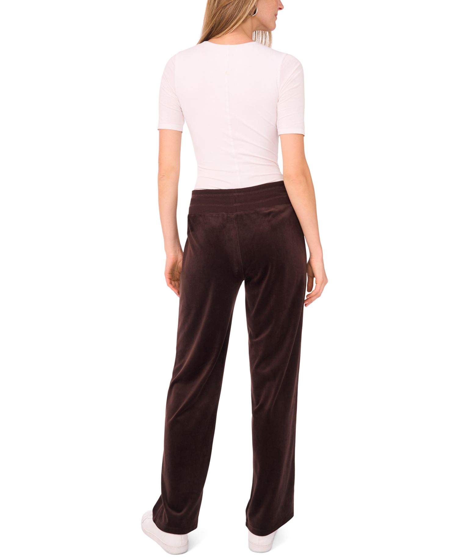 Women's Velour Drawstring-Waist Straight-Leg Pants