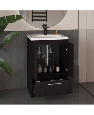 Bathroom Vanity with Two Doors, Madison Black MDF