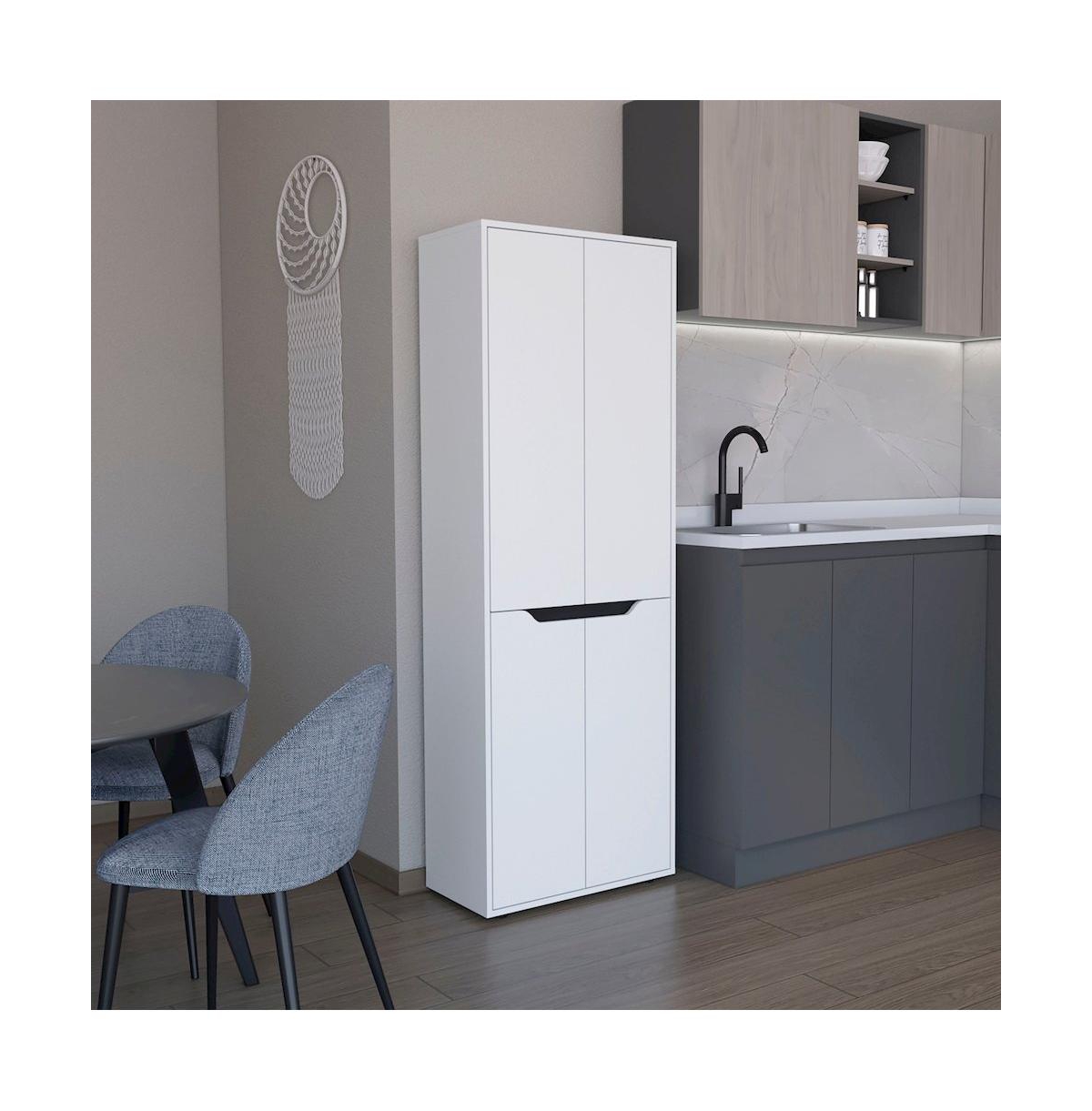 Tuhome Herrin Multistorage Kitchen Pantry White/Black Mdf