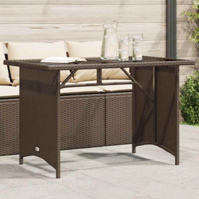 Garden Table Brown PE Rattan 43.3 x 26.8 in