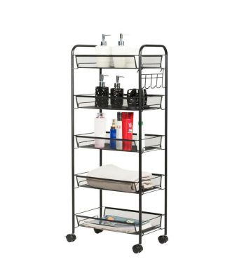 5 Tier Storage Rack Trolley Cart Home Kitchen Organizer Utility Baskets