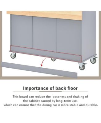 52.7" Rolling Kitchen Island with Drop Leaf, Solid Wood Top, Storage Cabinet & Drawers, Mobile Kitchen Cart