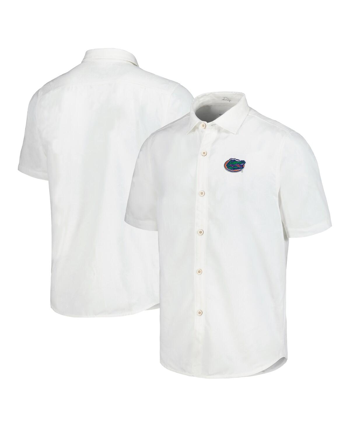 Tommy Bahama Men's White Florida Gators Coconut Point Palm Vista Islandzone Camp Button-up Shirt In White