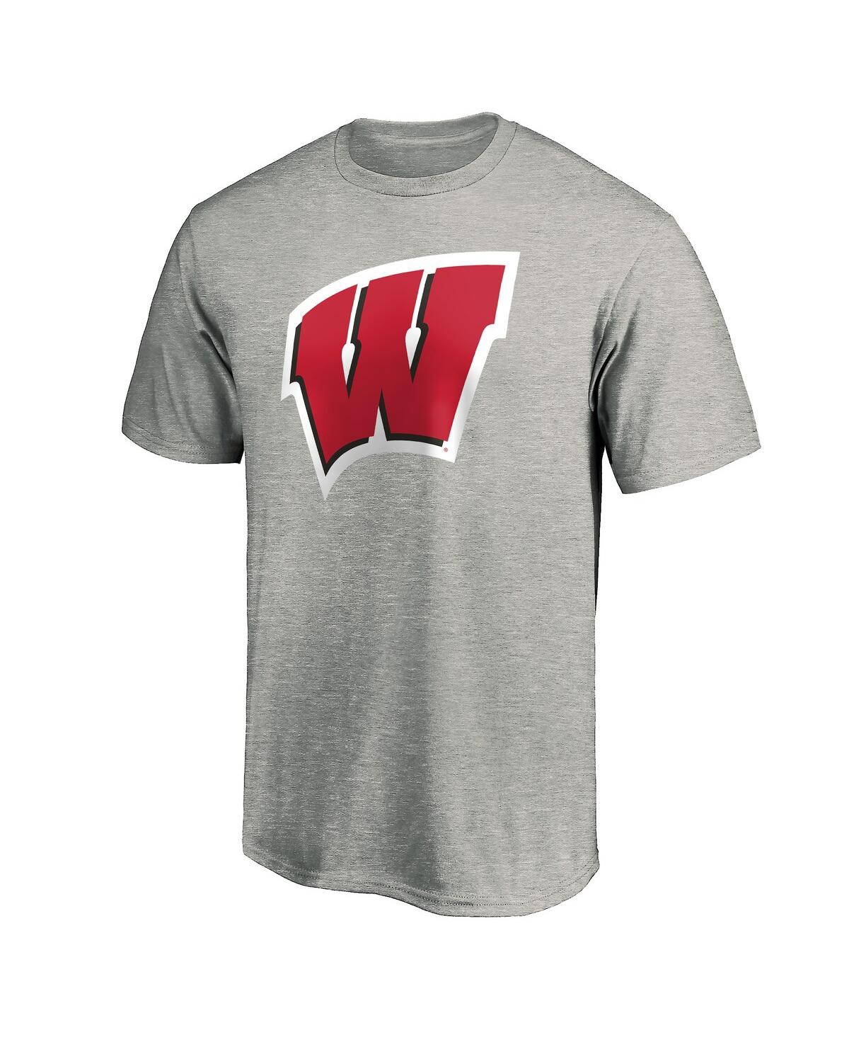 Fanatics Men's Gray Wisconsin Badgers Primary Logo T-shirt In Gray