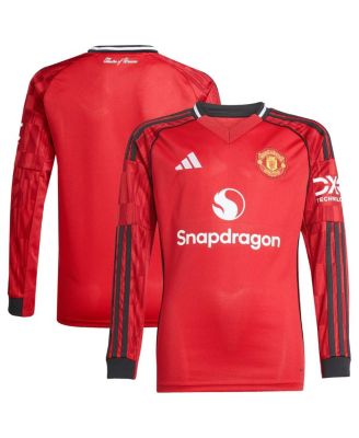 adidas - Big Boys and Girls Red Manchester United Home 2025/26 Replica Long Sleeve Jersey